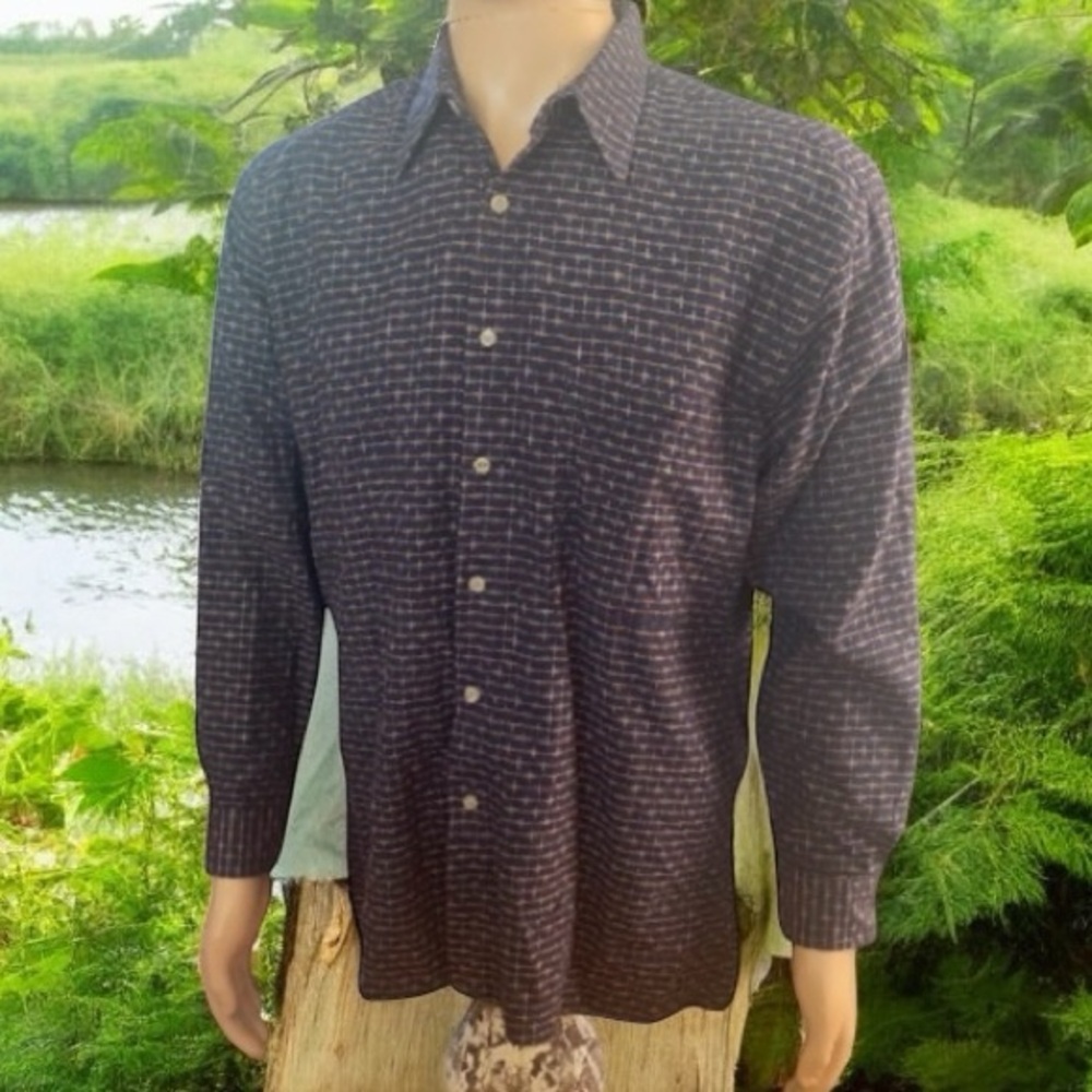 🤑 10/$100 Pierre Cardin vintage Blue Checked Button Down Flannel Shirt M